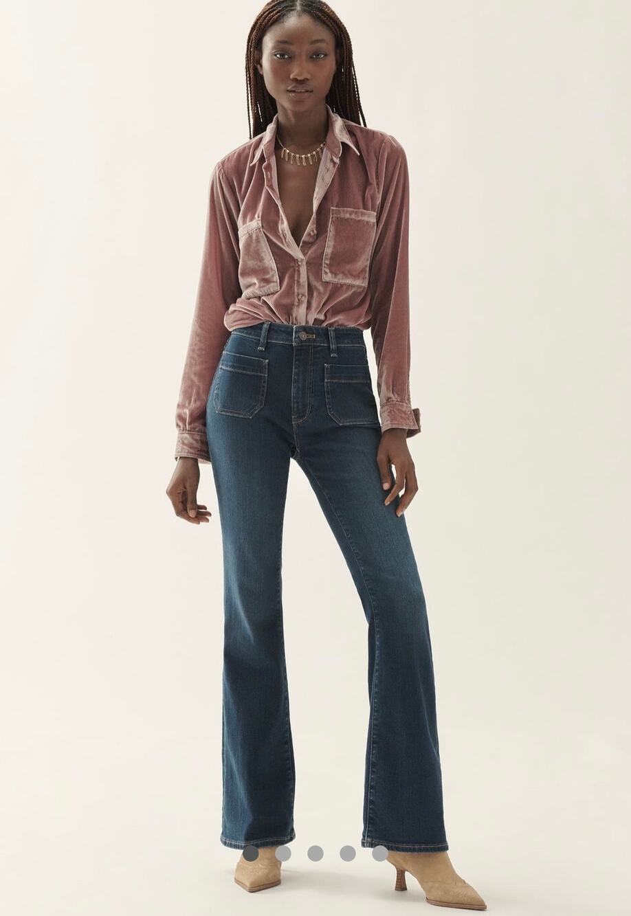 Pilcro The Icon Flare Jeans Patch Pocket Mid Rise 70s Retro Edition Sz 30  J3010